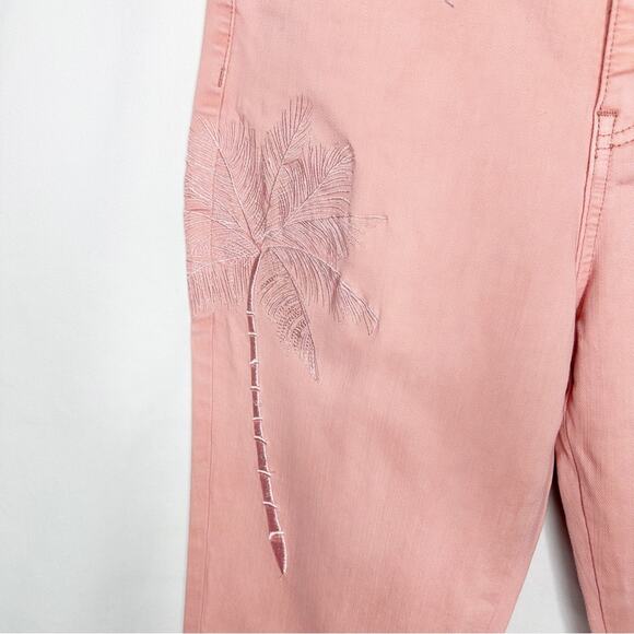 SANDRINE ROSE High Waisted Skinny Jeans Embroidered Palm Tree in Petal NWT - 28 - Picture 4 of 9